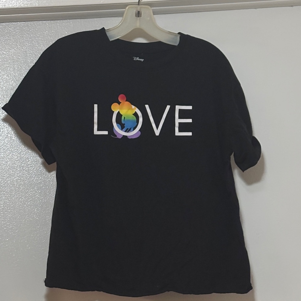 Disney Black T-Shirt with Colorful Love Design